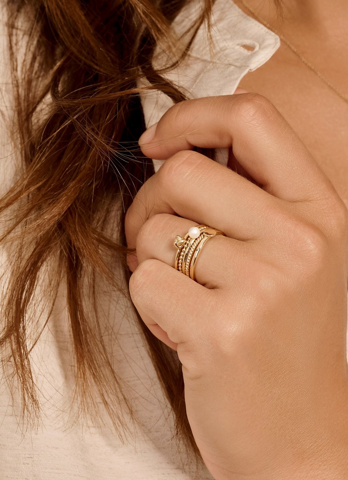 Blush Ring van 14 karaat geelgoud met parel 1213YPW  - voorkant 6 geelgoud