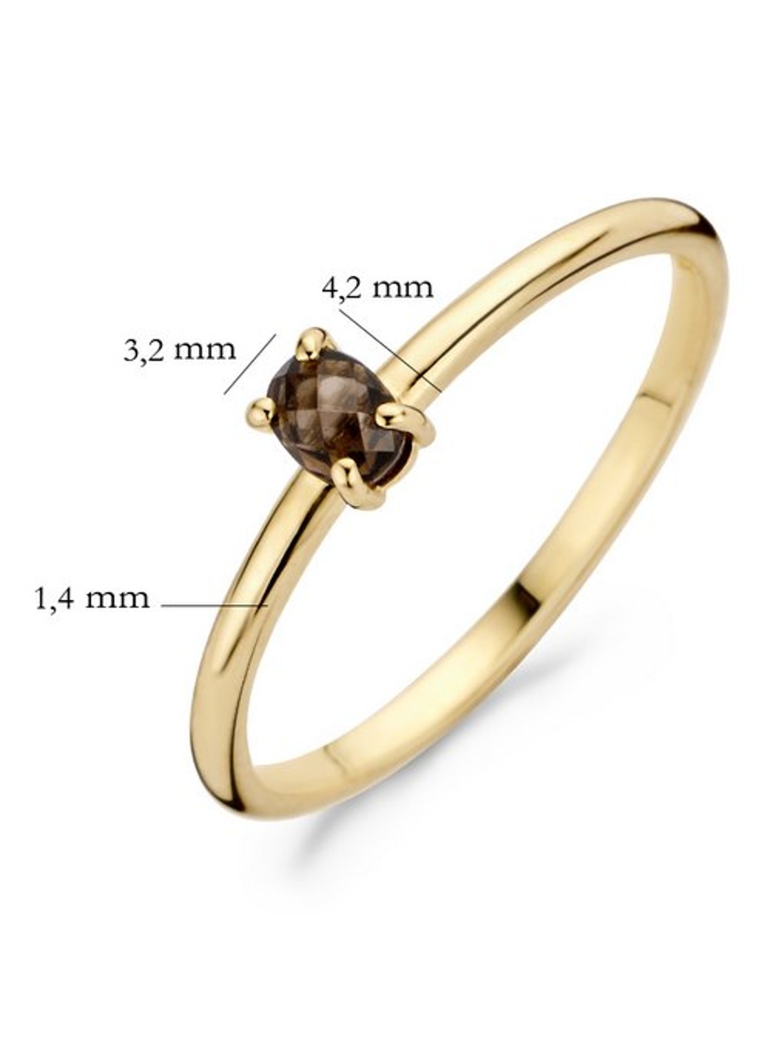 Blush Ring van 14 karaat geelgoud met rookkwarts 1204YSQ  - detail 3 geelgoud