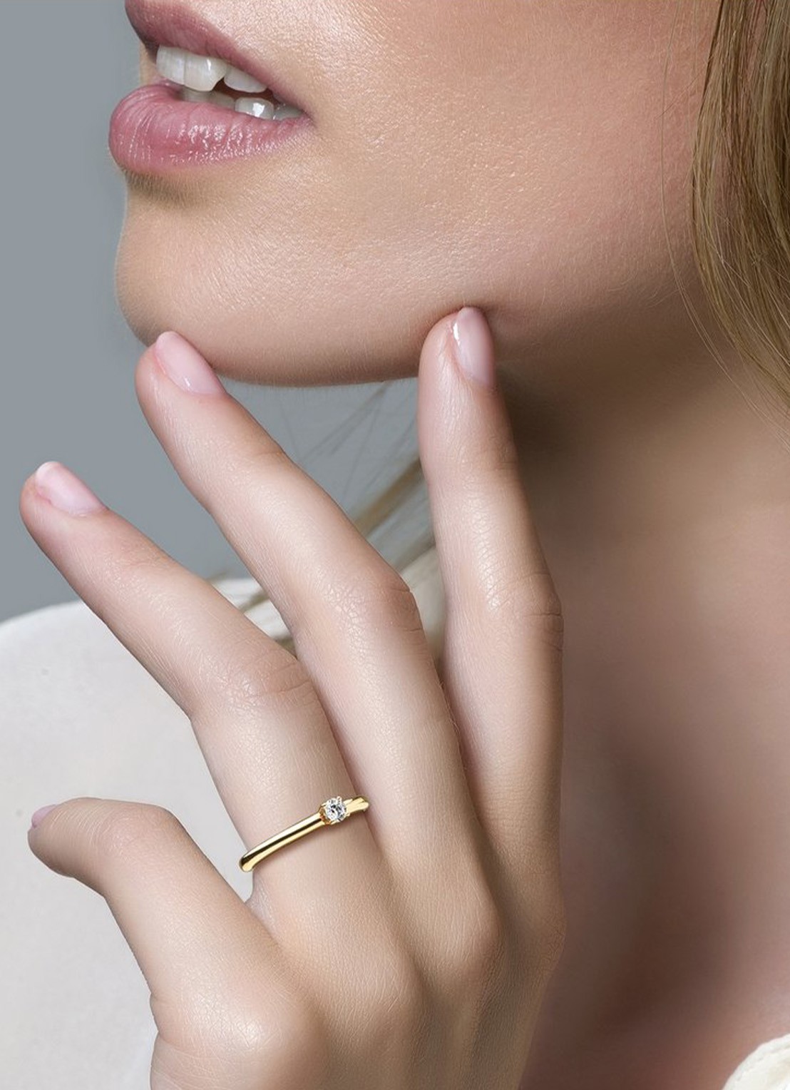 Blush Ring van 14 karaat geelgoud met zirkonia 1112YZI - voorkant 2 geelgoud
