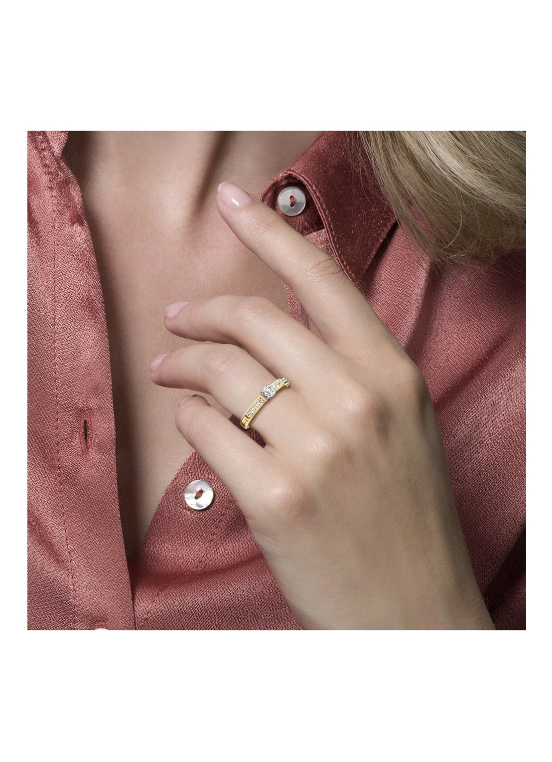 Blush Ring van 14 karaat geelgoud met zirkonia 1125BZI - voorkant 6 geelgoud