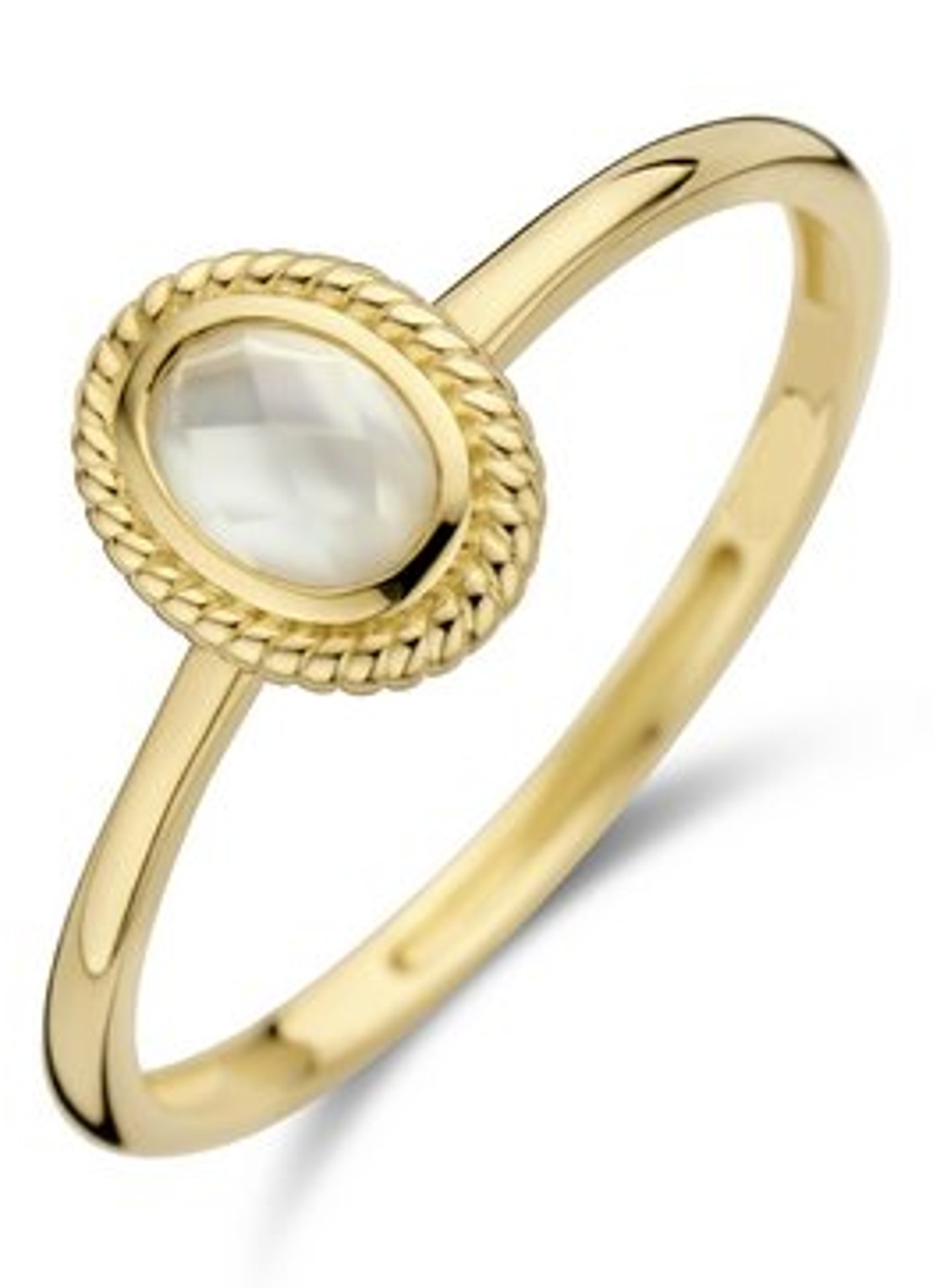 Blush Ring van 14 karaat geelgoud met zoetwaterparel 1239YMQ - voorkant 2 geelgoud
