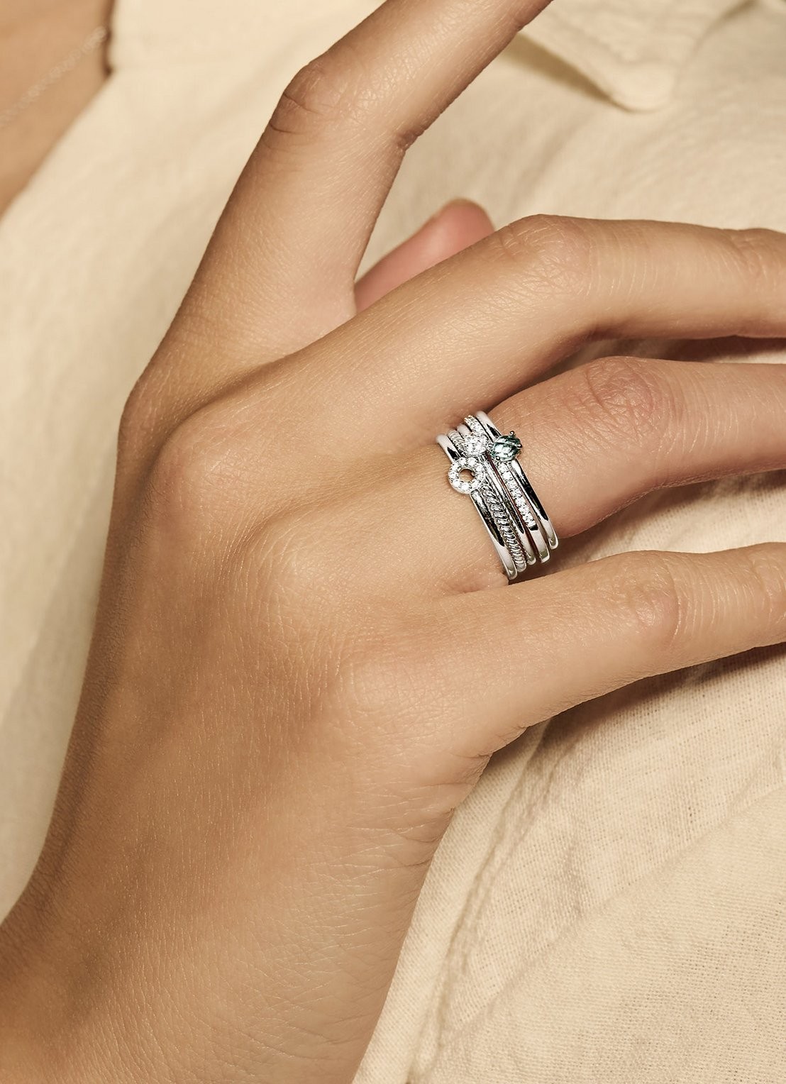Blush Ring van 14 karaat witgoud met zirkonia 1201WZI - voorkant 2 zilver