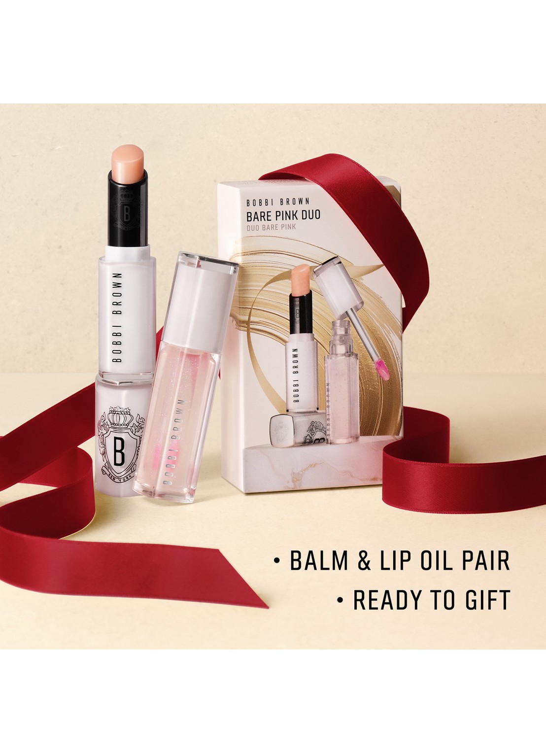 Bobbi Brown Bare Pink Duo Lipgloss en lippen balsem set - make-up set - detail 6 bare pink
