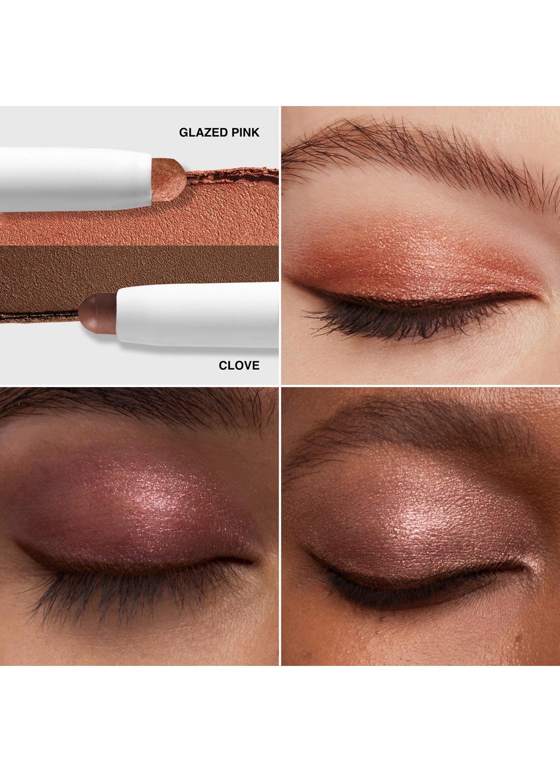 Bobbi Brown Dual-Ended Long-Wear Cream Shadow Stick Duo - oogschaduwstick set - detail 4 mica / iced plum / glazed pink / clove