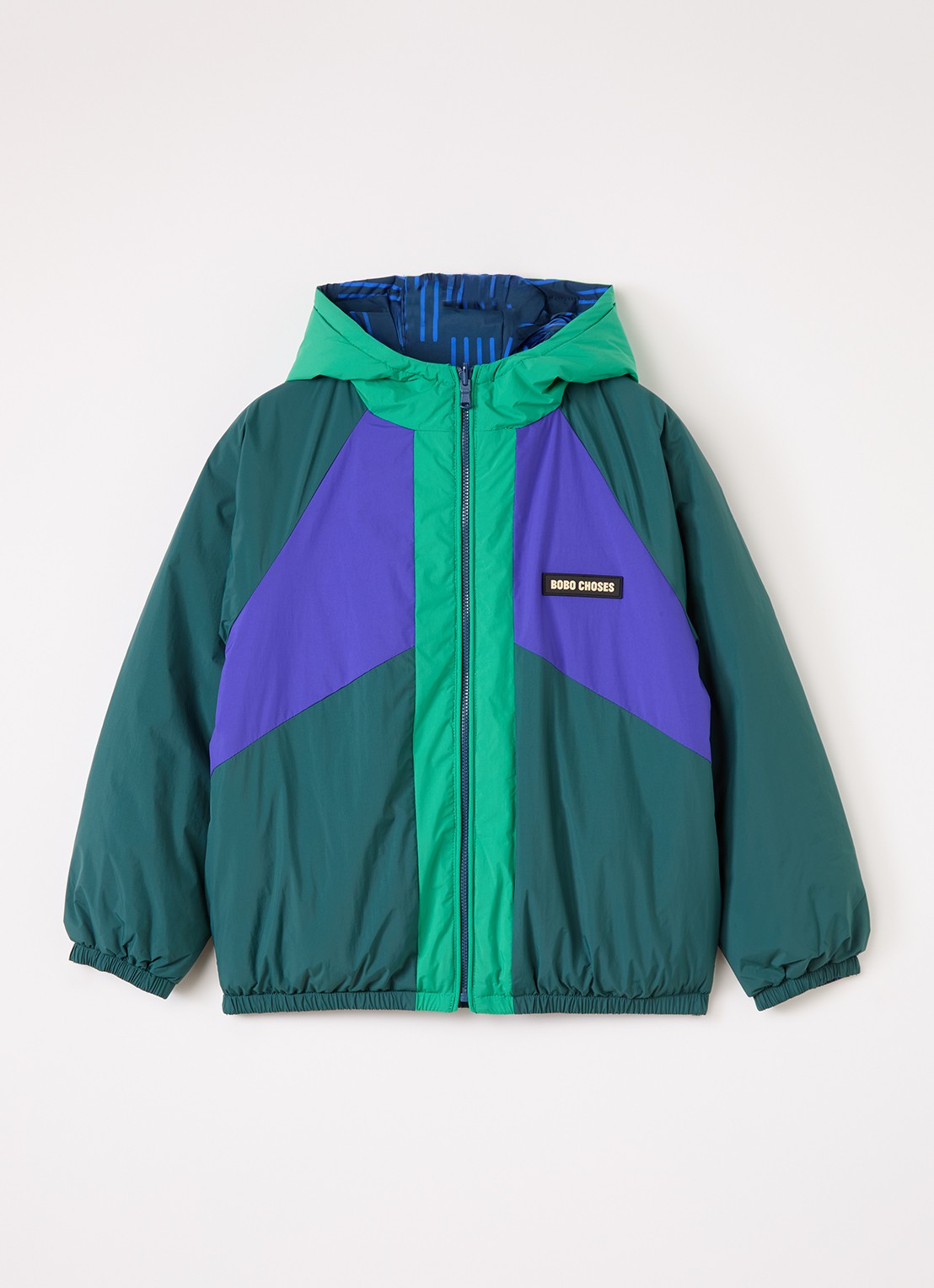 BOBO CHOSES Almost Moire reversible gewatteerd jack - voorkant donkerblauw