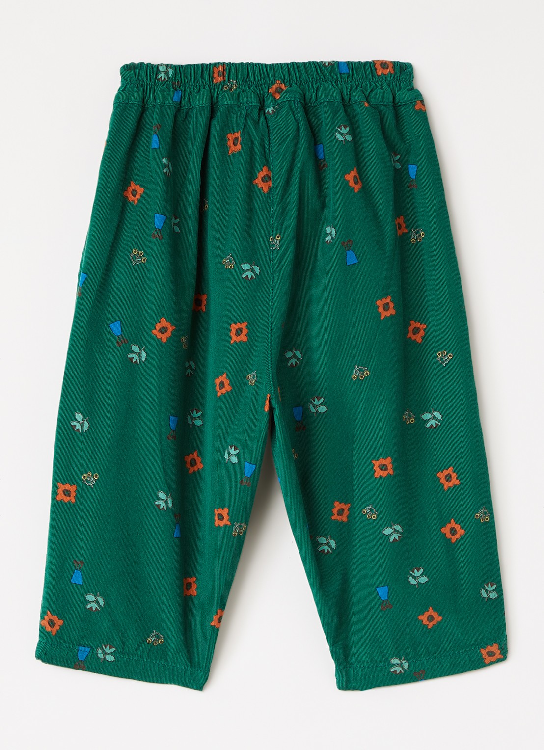 BOBO CHOSES Blossom All loose fit broek van corduroy met bloemprint - voorkant 2 donkergroen