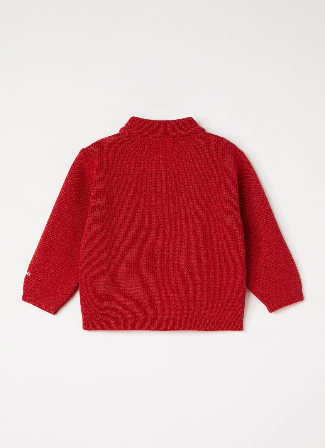 BOBO CHOSES Blossom fijngebreid vest in wolblend met kraag - achterkant rood