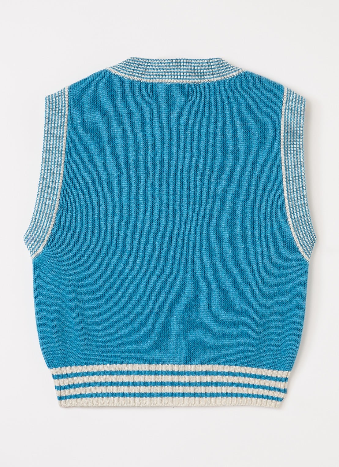 BOBO CHOSES Blossom grofgebreide spencer in wolblend - voorkant 2 blauw