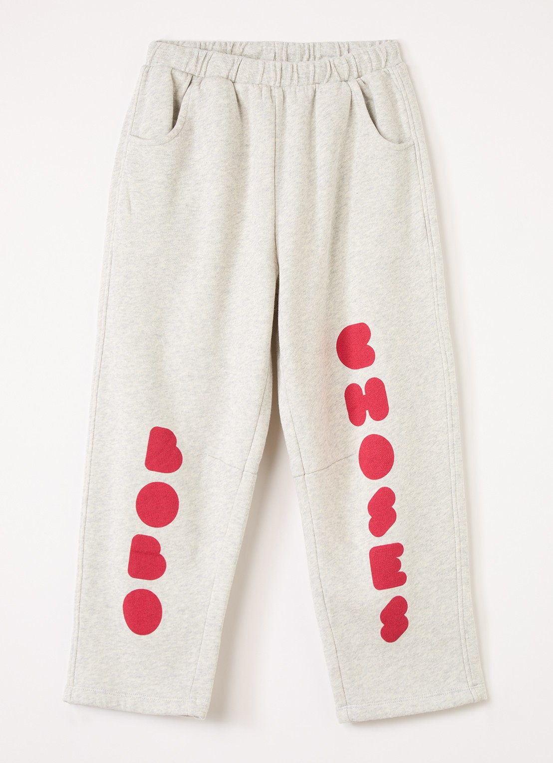 BOBO CHOSES Bolder straight fit joggingbroek met logoprint - voorkant 2 lichtgrijs