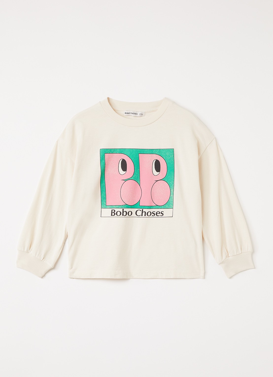 BOBO CHOSES Booo longsleeve met logoprint - voorkant 2 lichtroze