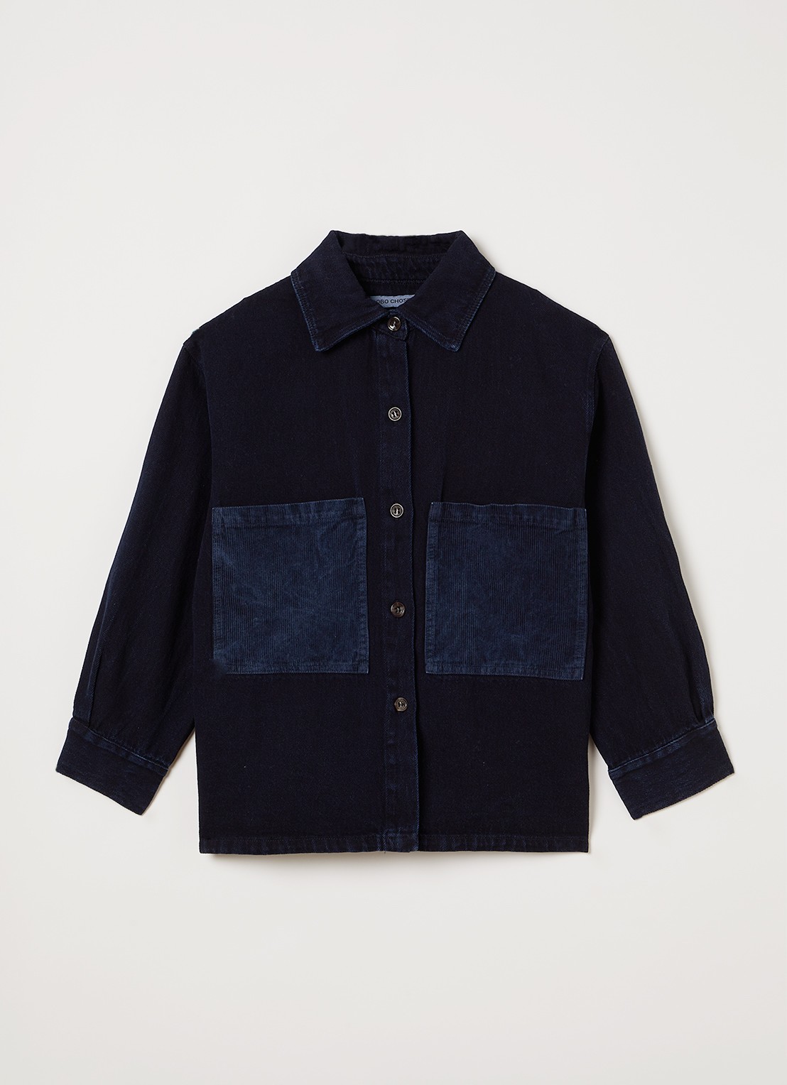 BOBO CHOSES Booo overhemd van denim - voorkant 2 indigo