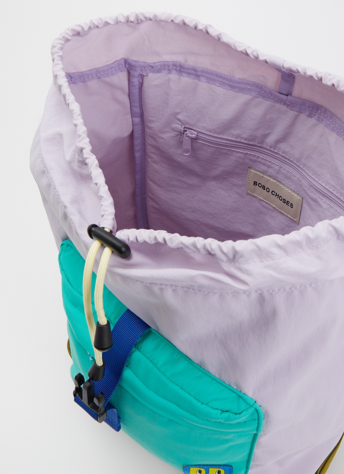 BOBO CHOSES Booo rugzak met logo - detail lichtpaars
