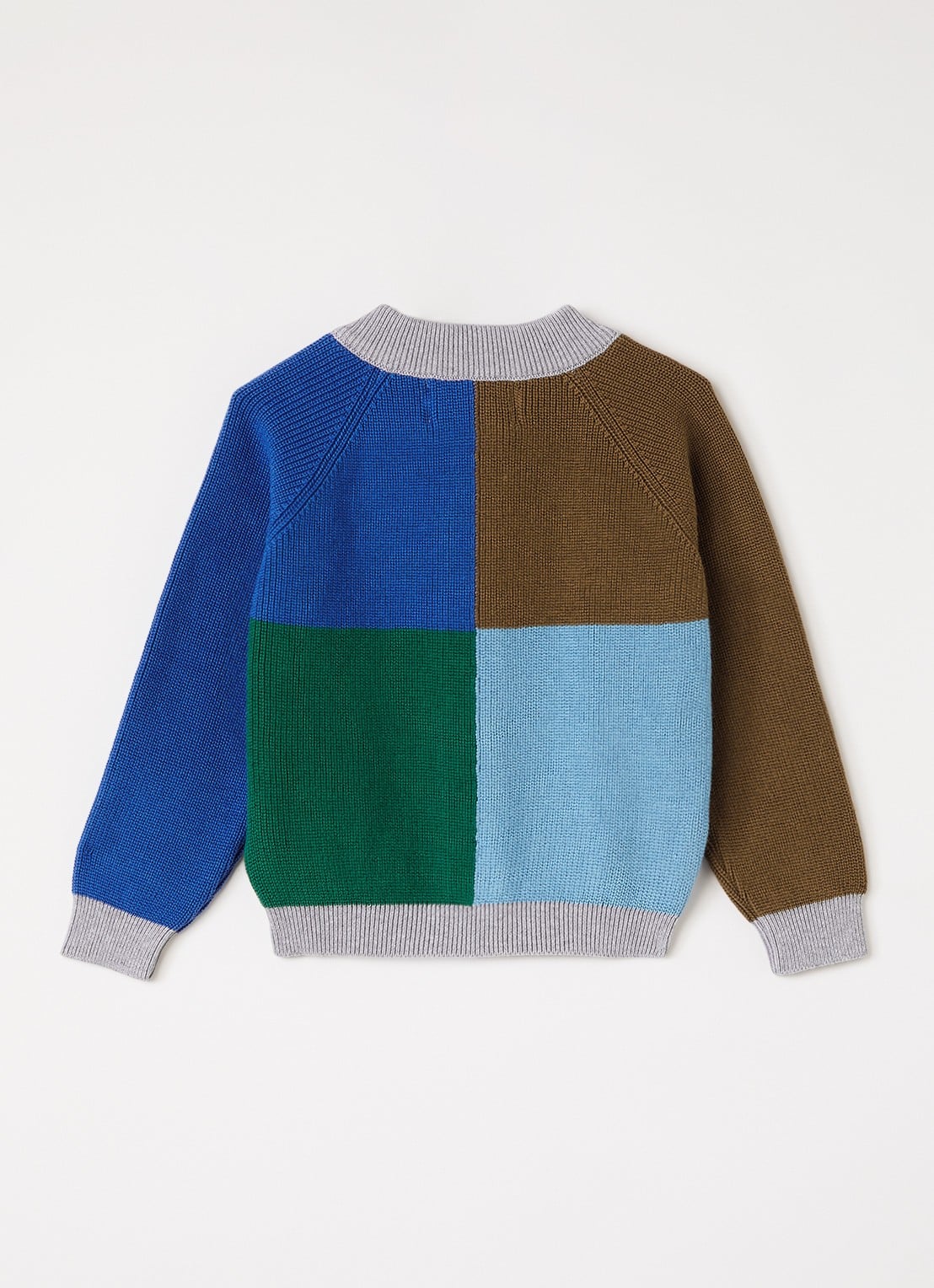 BOBO CHOSES Color Block ribgebreid vest - voorkant 2 grijsmele