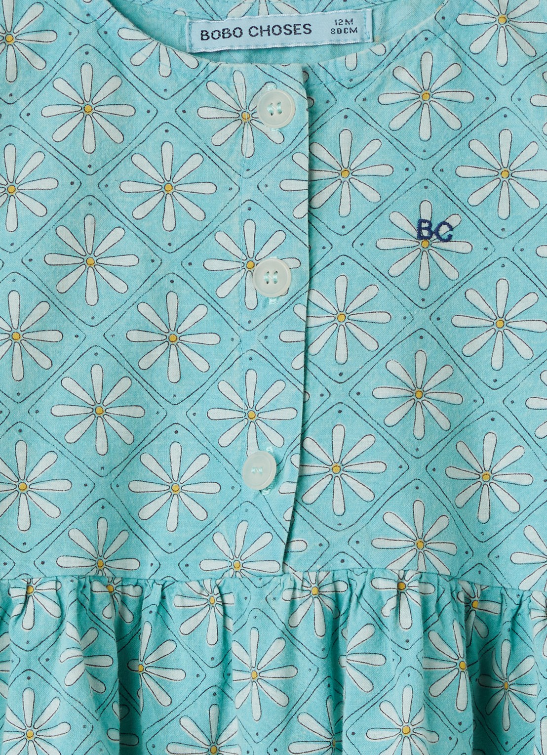 BOBO CHOSES Daisy Mosaic jurk met bloemenprint - detail lichtblauw