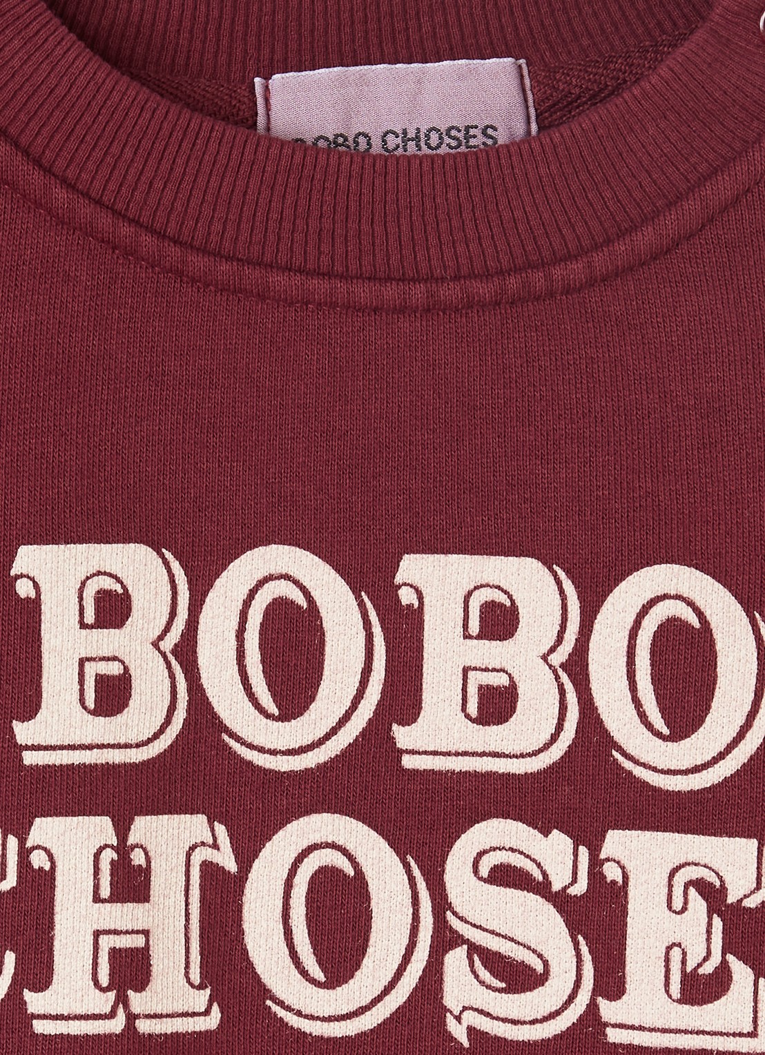 BOBO CHOSES Embossed sweater met logoprint - detail aubergine