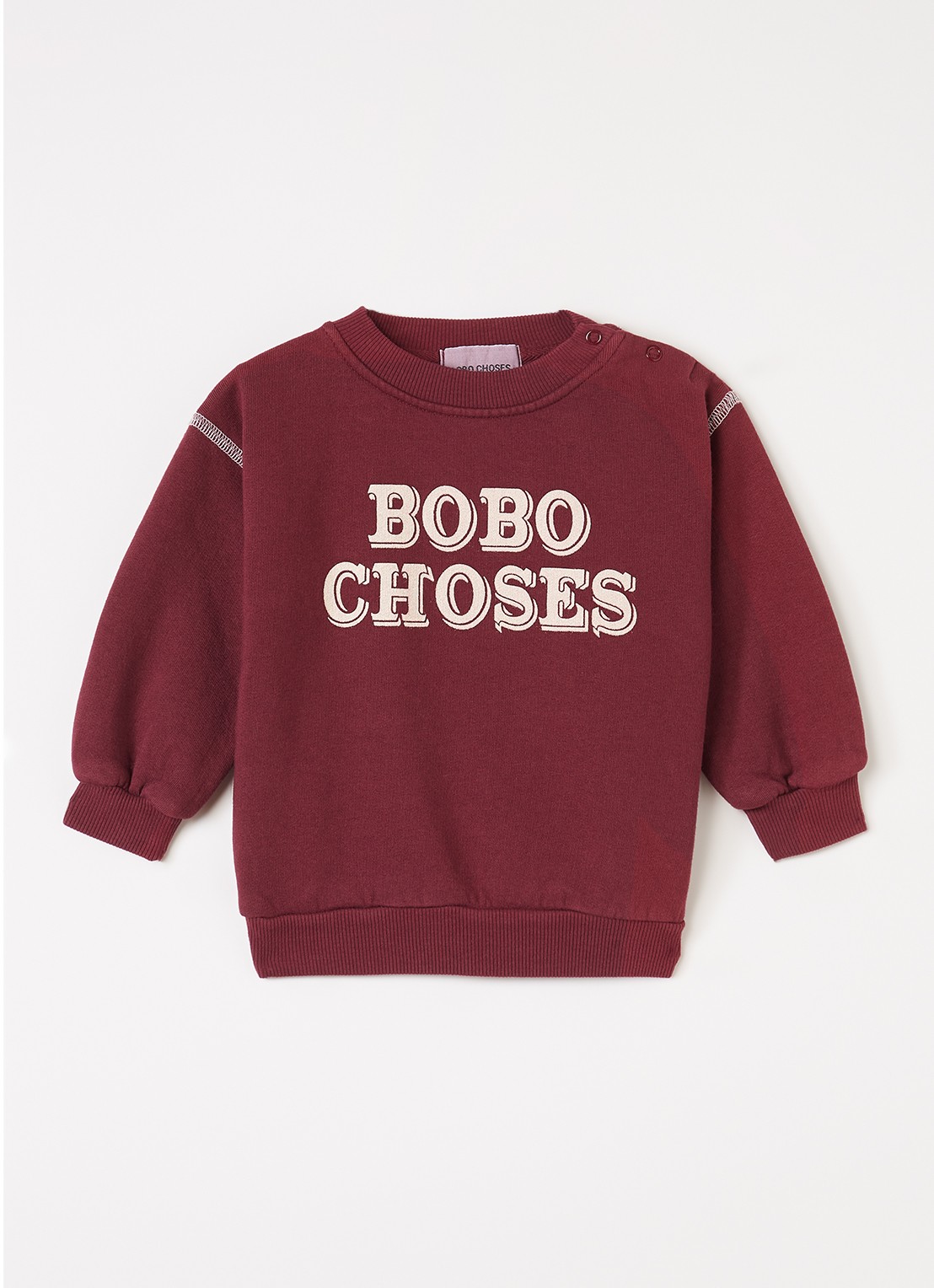BOBO CHOSES Embossed sweater met logoprint - voorkant 2 aubergine