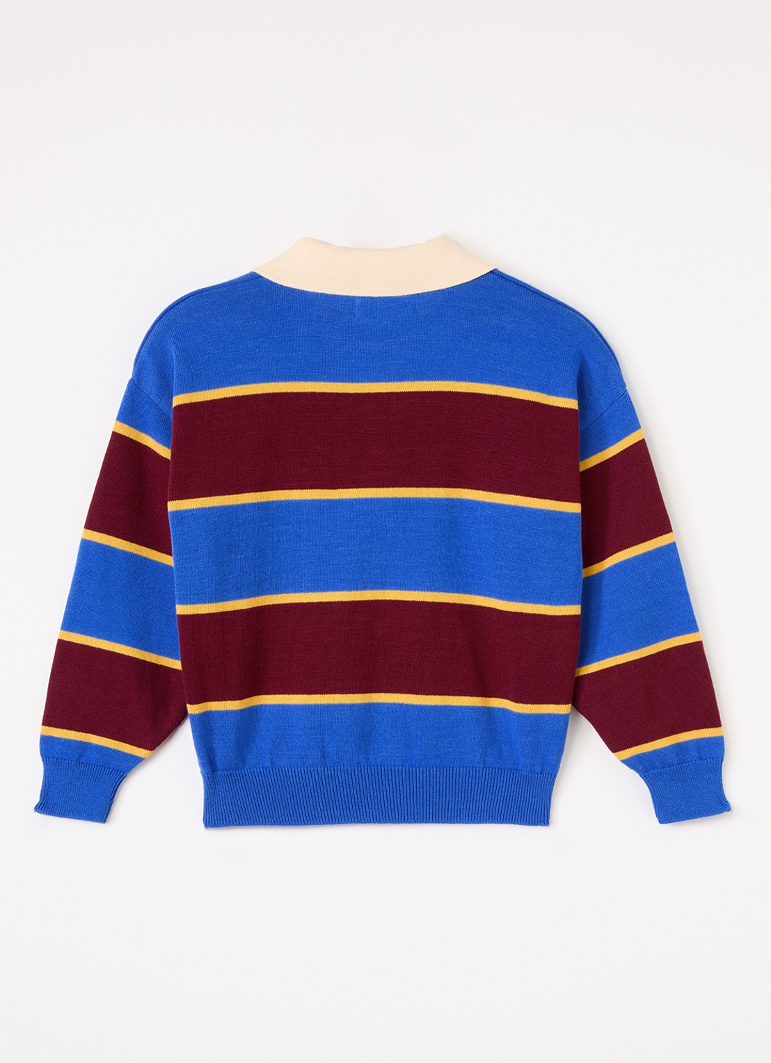 BOBO CHOSES Fijngebreide trui met streepprint - voorkant 2 blauw