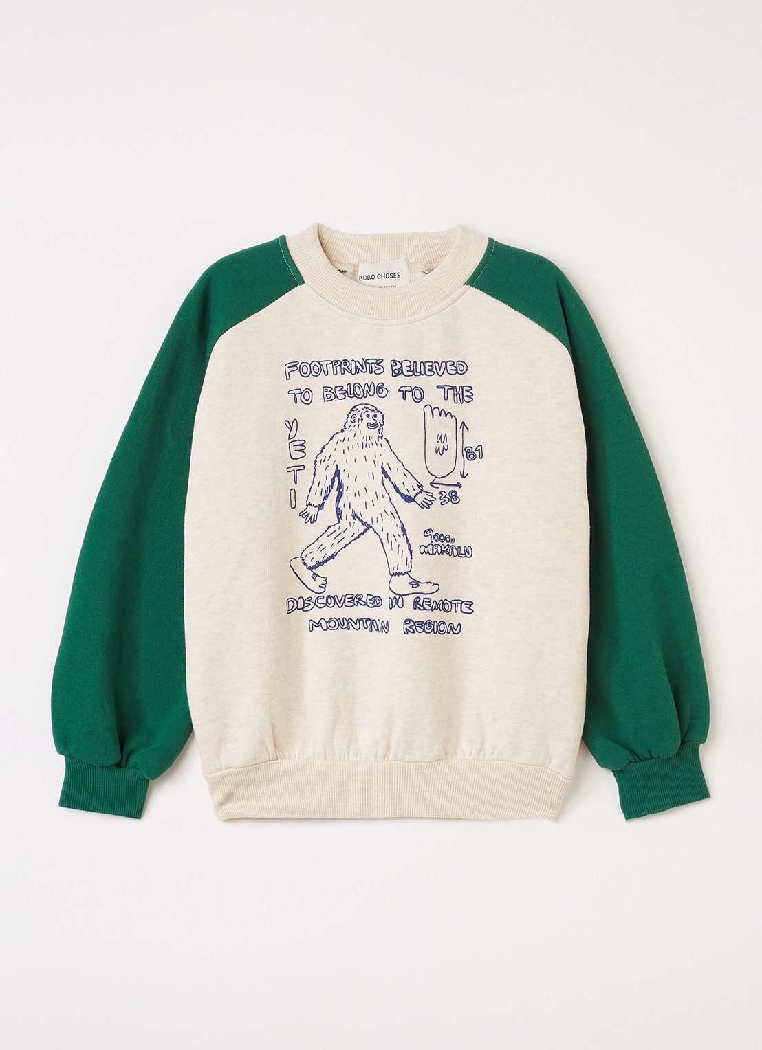 BOBO CHOSES Footish sweater met print - voorkant beige