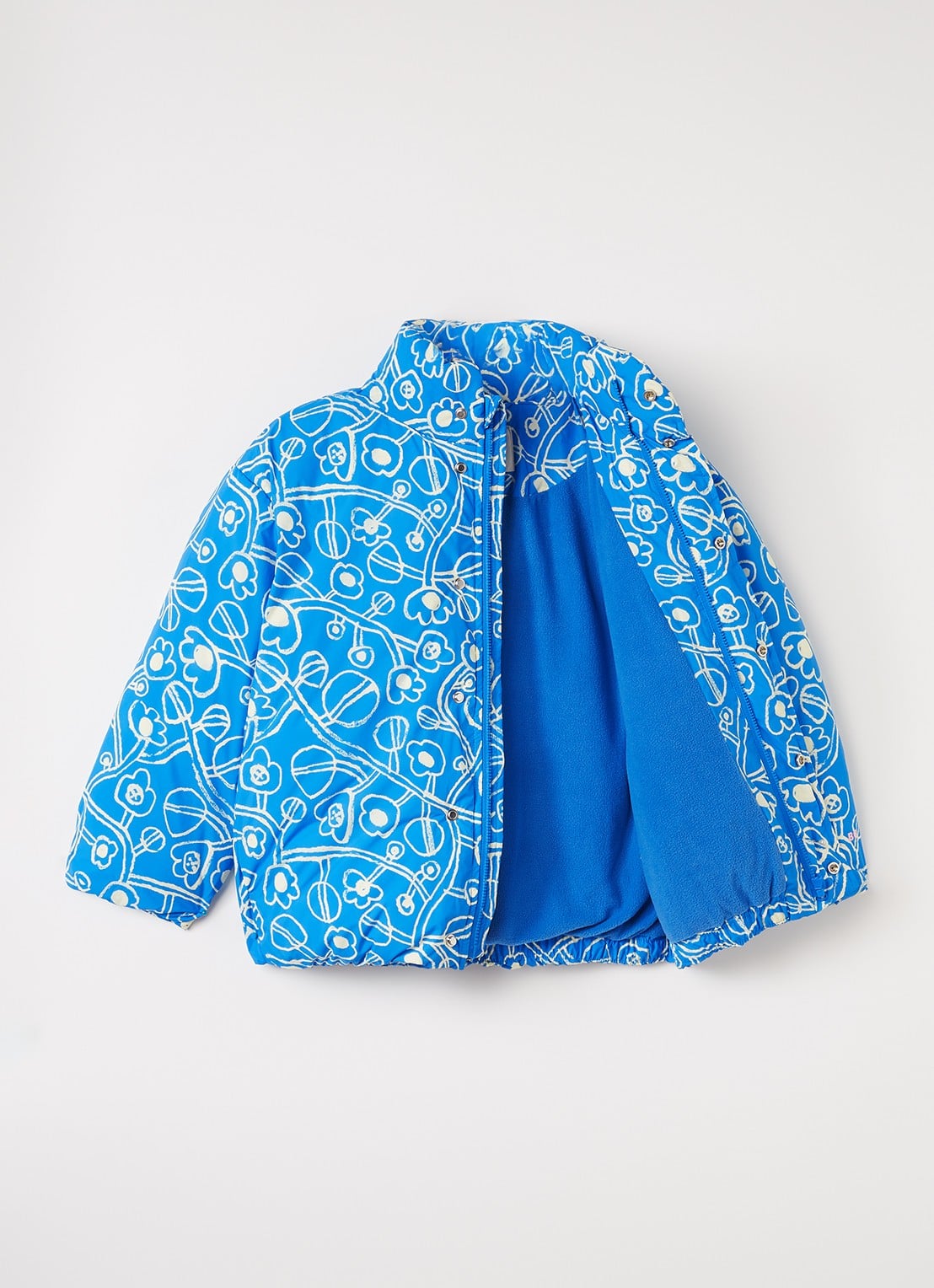 BOBO CHOSES Gewatteerd jack met bloemenprint - voorkant 3 blauw