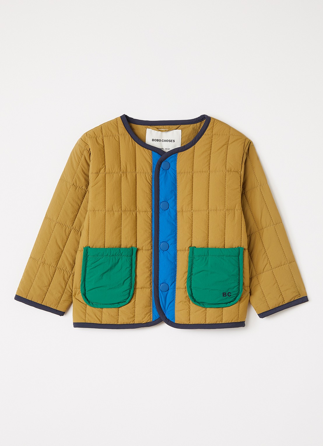 BOBO CHOSES Gewatteerd jack met quilt patroon - voorkant 2 khaki