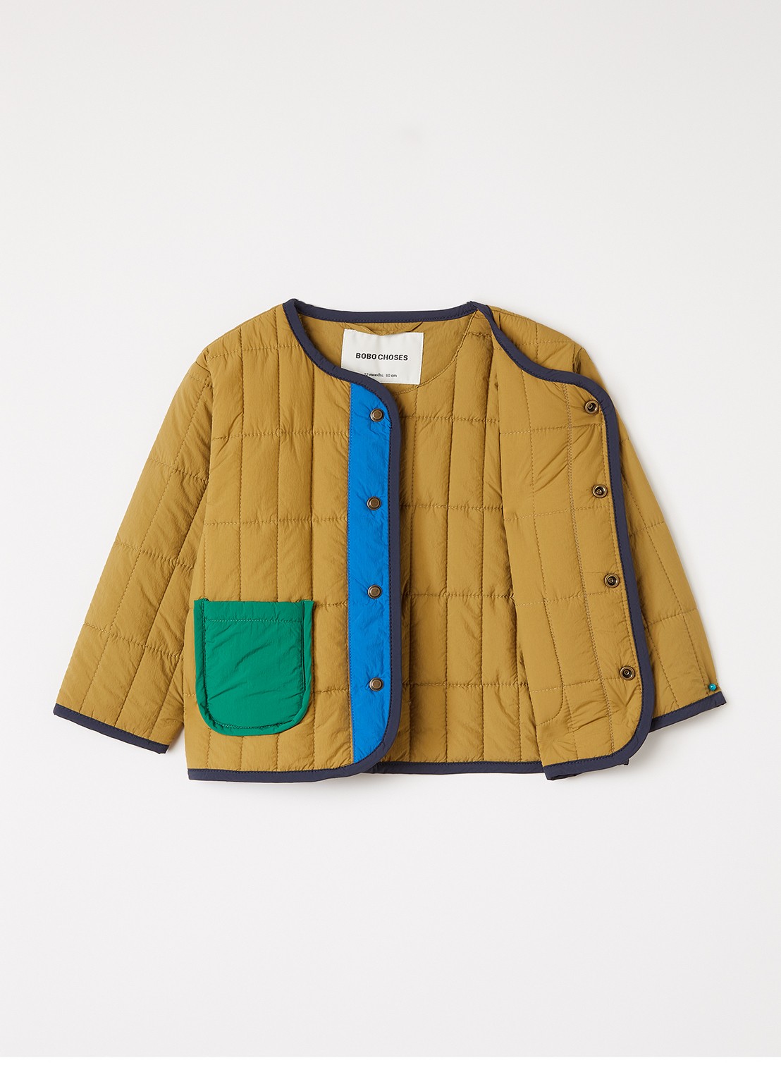 BOBO CHOSES Gewatteerd jack met quilt patroon - voorkant 3 khaki
