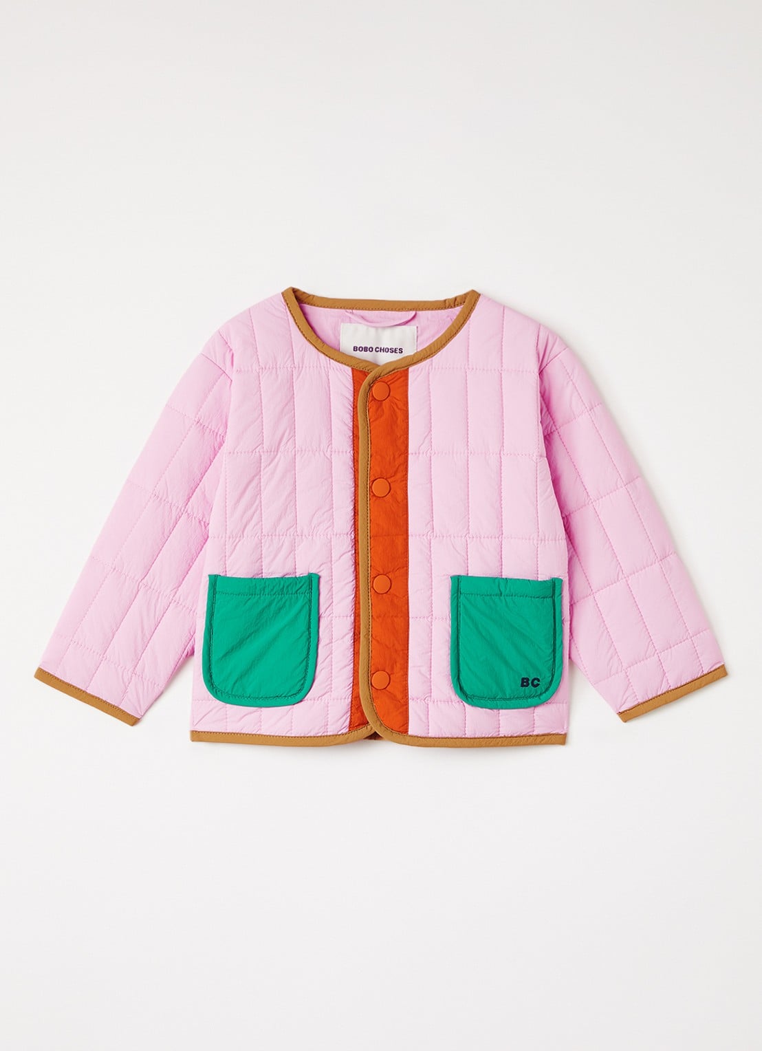 BOBO CHOSES Gewatteerd jack met quilt patroon - voorkant 2 roze