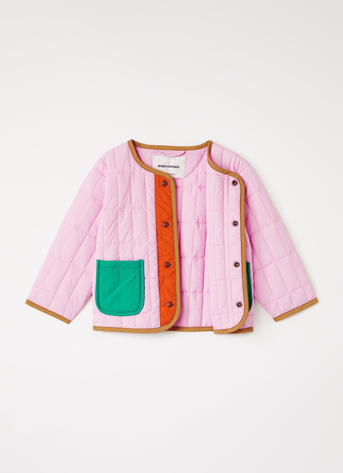 BOBO CHOSES Gewatteerd jack met quilt patroon - voorkant 3 roze