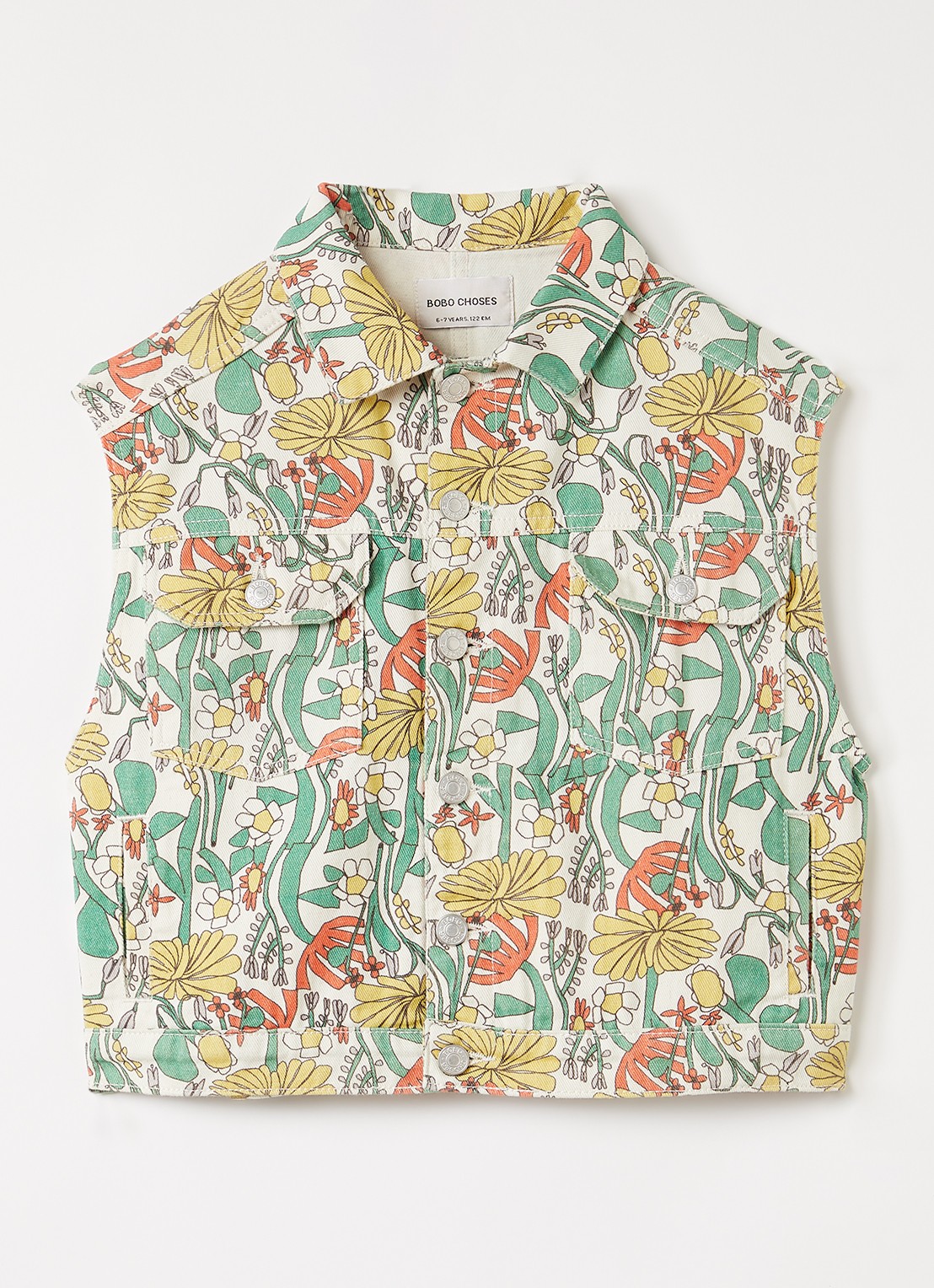 BOBO CHOSES Gilet met bloemenprint - voorkant groen