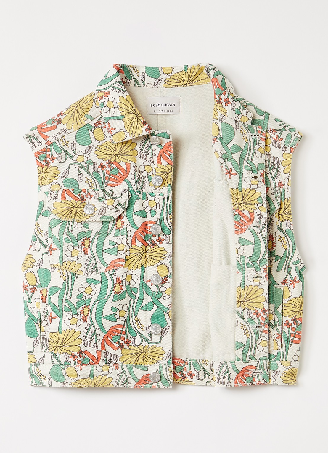 BOBO CHOSES Gilet met bloemenprint - voorkant 2 groen