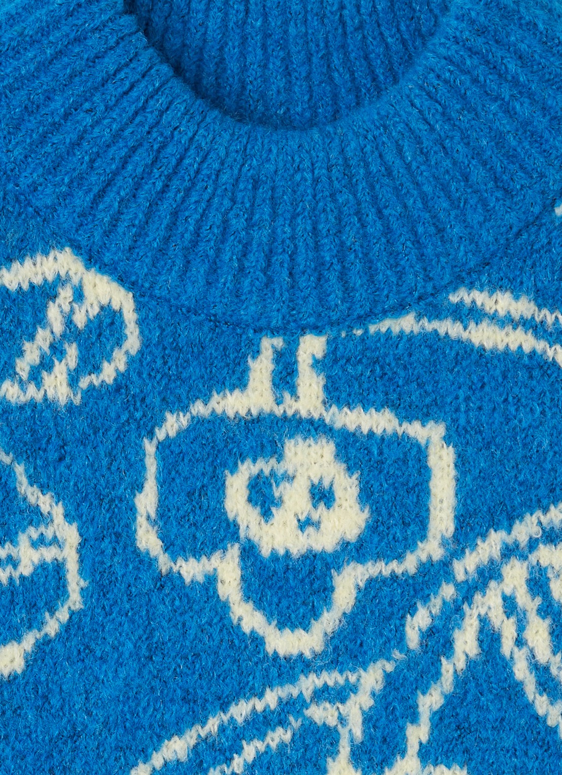 BOBO CHOSES Grofgebreide trui met bloemenprint - detail 3 blauw
