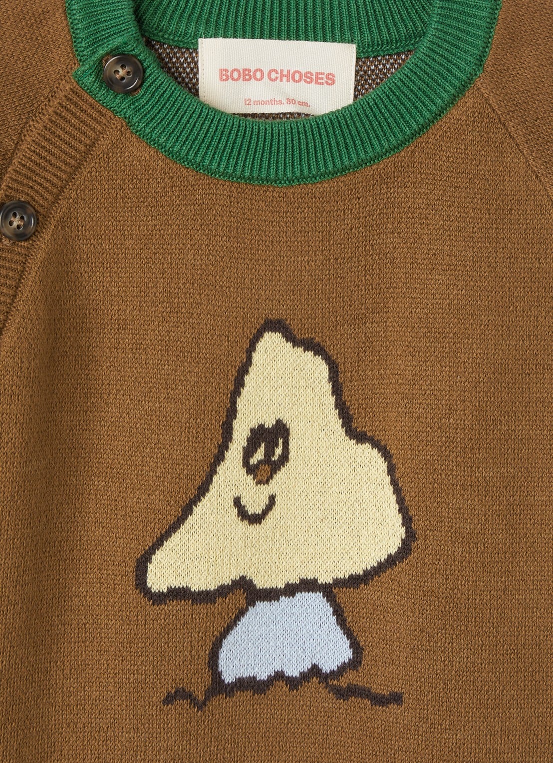 BOBO CHOSES Mush Monster fijngebreide trui met print - detail bruin