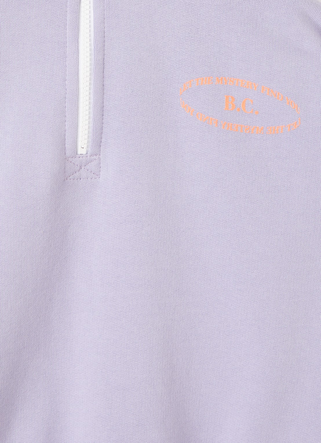 BOBO CHOSES Mystery sweater met logoprint en halve rits - detail lavendel