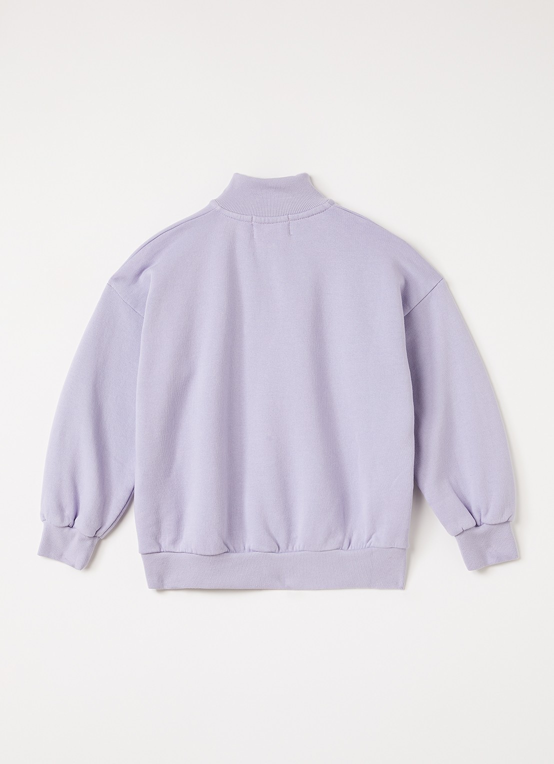 BOBO CHOSES Mystery sweater met logoprint en halve rits - voorkant 3 lavendel