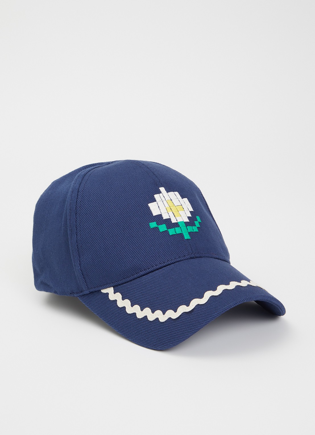 BOBO CHOSES Pixel Daisy pet met borduring  - voorkant 2 donkerblauw
