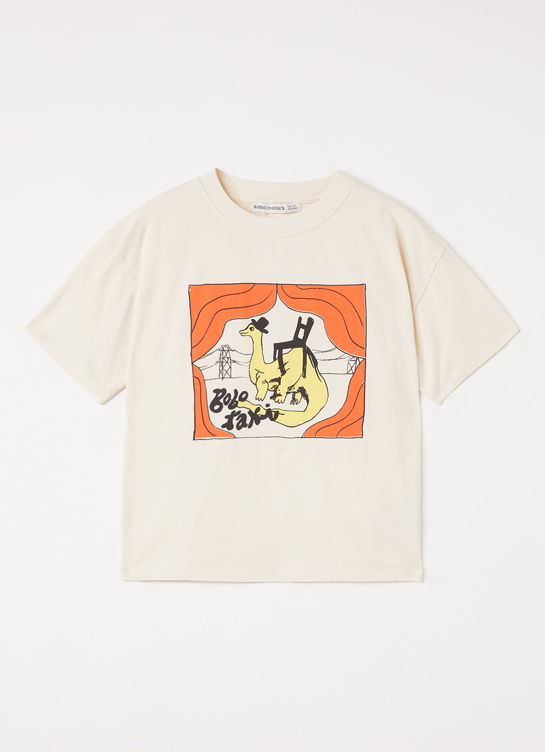 BOBO CHOSES Saurus T-shirt met print - voorkant beige