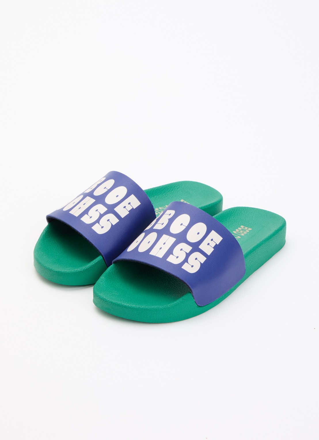 BOBO CHOSES Slipper met logo - voorkant 2 groen
