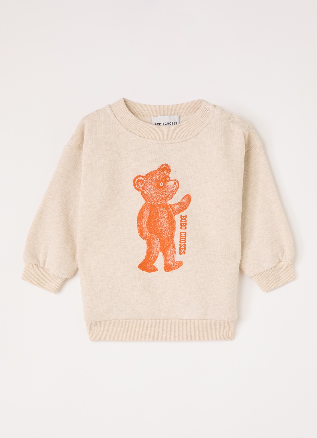 BOBO CHOSES Softpaw Monster sweater met logoprint - voorkant 2 gebroken wit