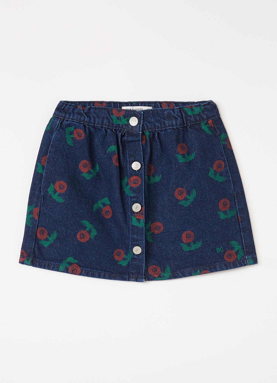 BOBO CHOSES Spijkerrok met bloemenprint - voorkant 2 donkerblauw