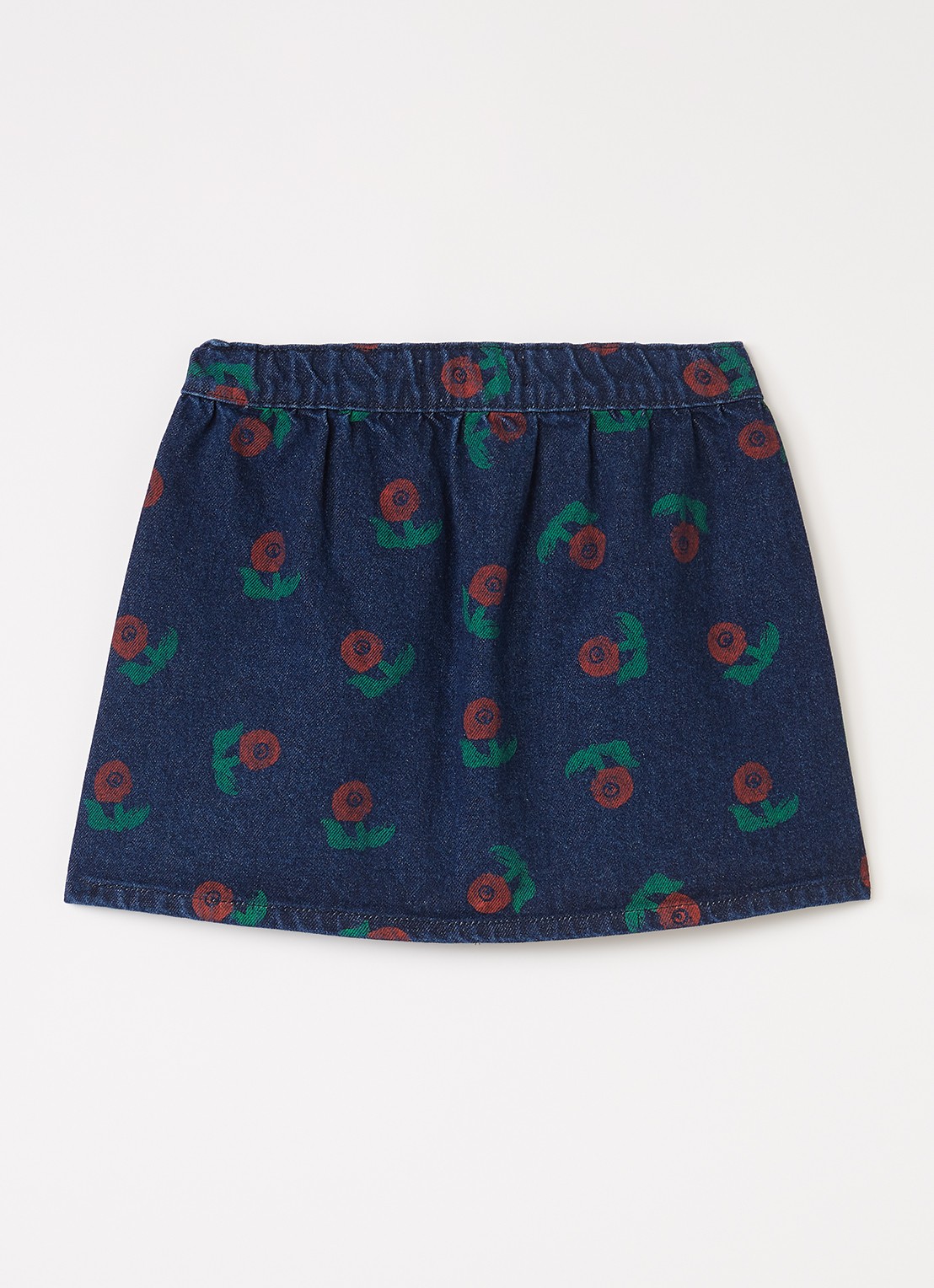 BOBO CHOSES Spijkerrok met bloemenprint - voorkant 3 donkerblauw