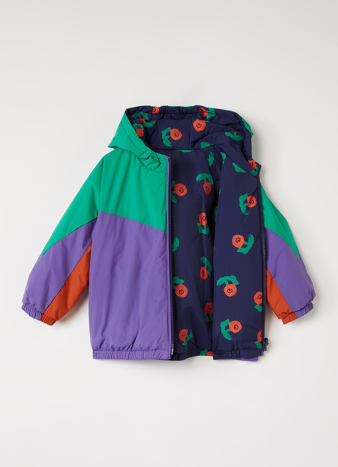 BOBO CHOSES Stamp Bloom reversible gewatteerd jack met print - detail 2 donkerblauw