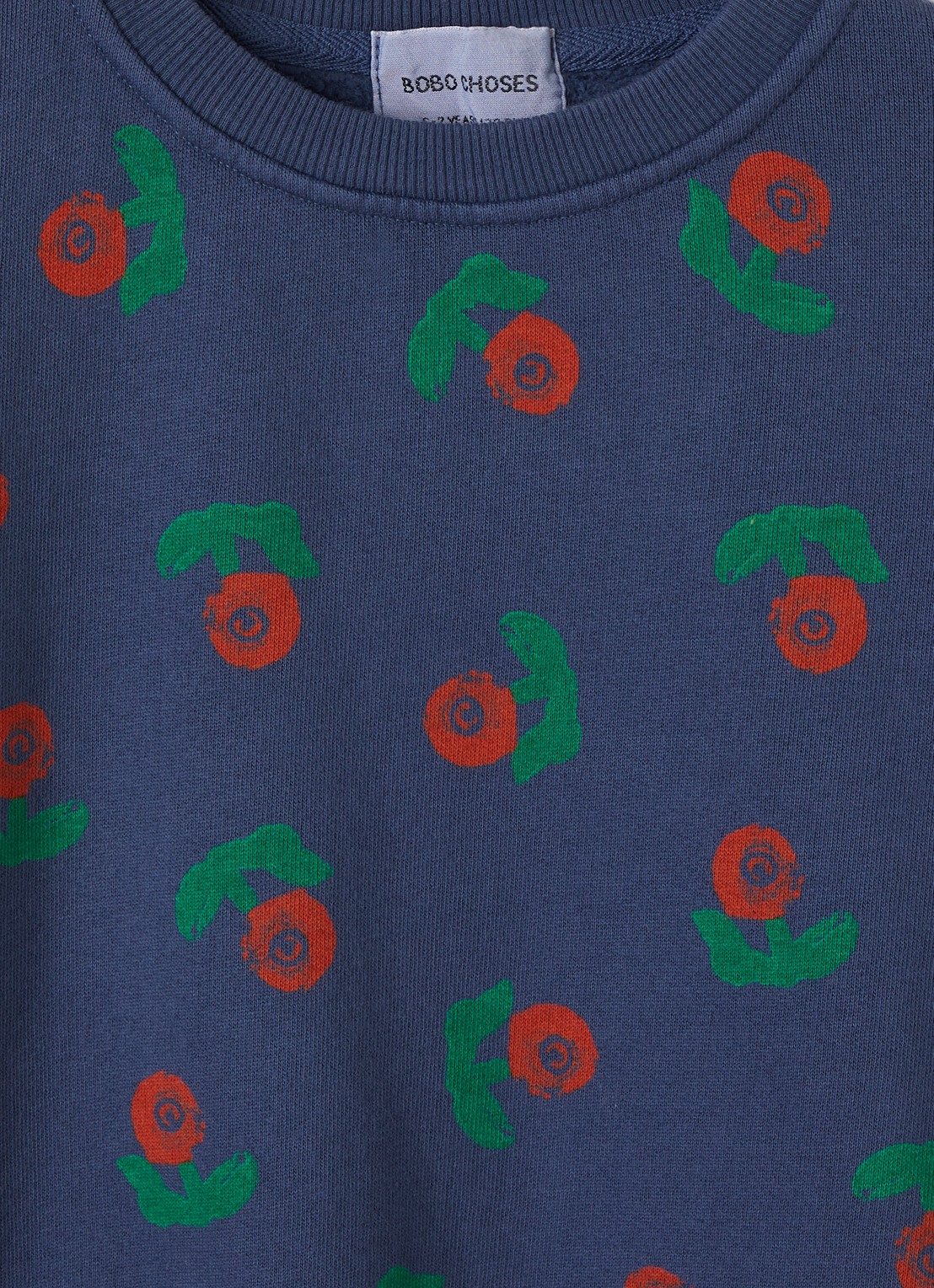 BOBO CHOSES Stamp Bloom trui-jurk met bloemenprint - detail staalblauw