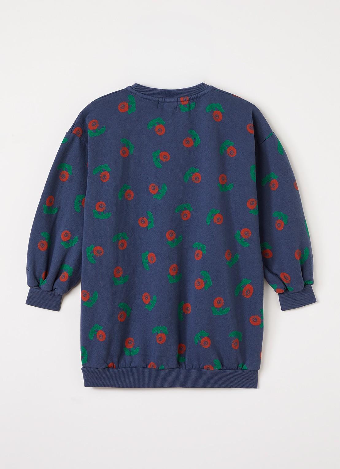 BOBO CHOSES Stamp Bloom trui-jurk met bloemenprint - voorkant 3 staalblauw
