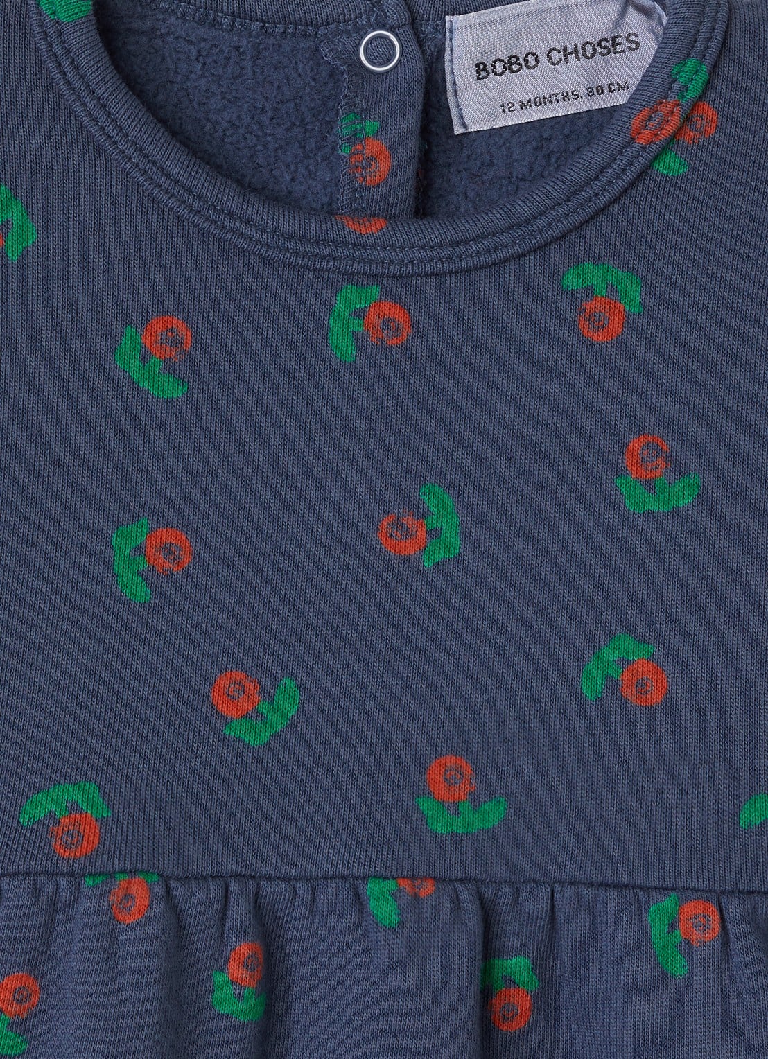 BOBO CHOSES Stamp Bloom trui jurk met print - detail donkerblauw