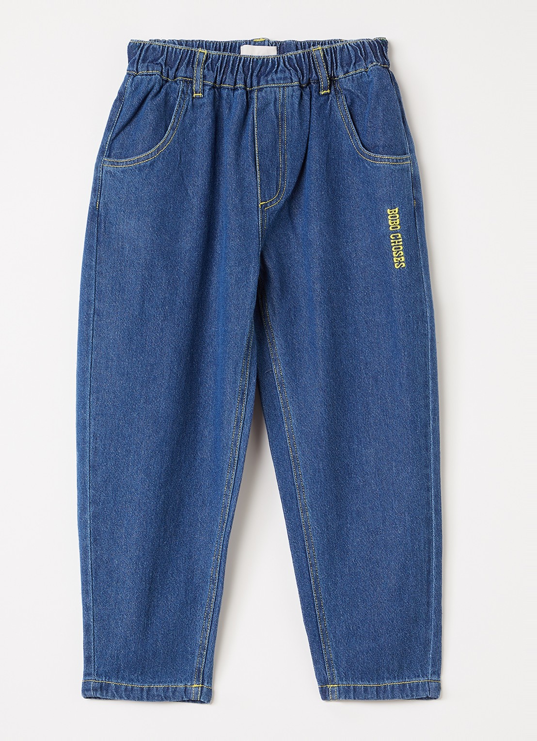 BOBO CHOSES Taxi Saurus regular fit jeans met logoborduring - voorkant indigo