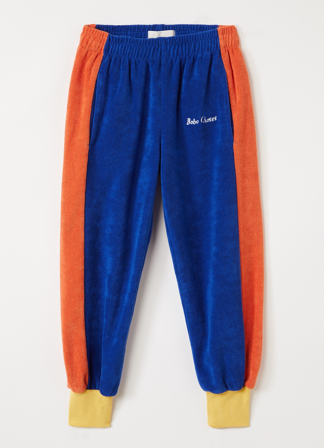 BOBO CHOSES Terry tapered fit joggingbroek met logo - voorkant 2 royalblauw