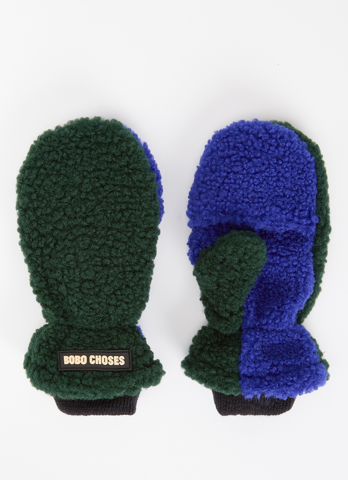 BOBO CHOSES Wanten van teddy met logo - voorkant legergroen