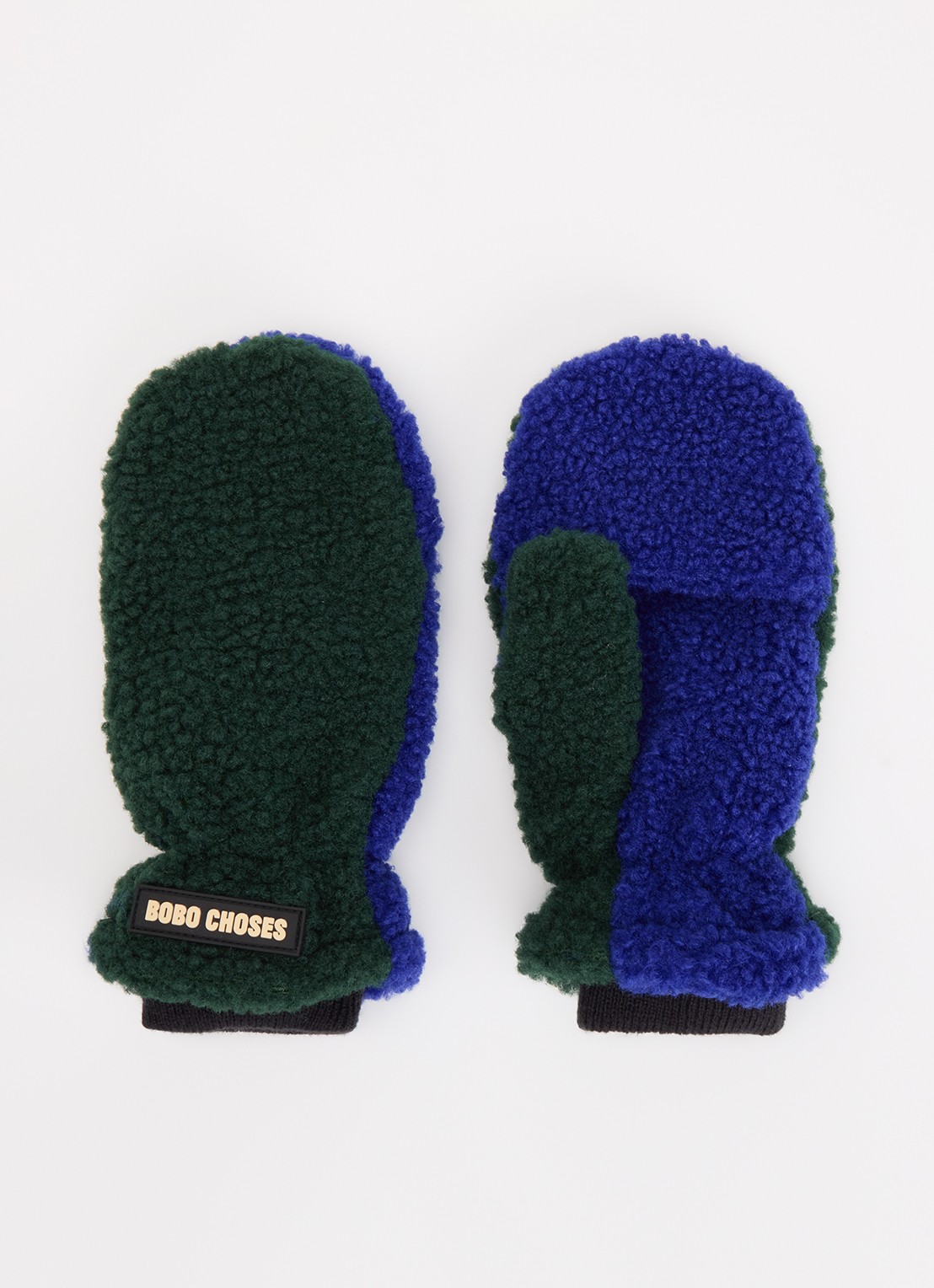 BOBO CHOSES Wanten van teddy met logo - voorkant 2 legergroen