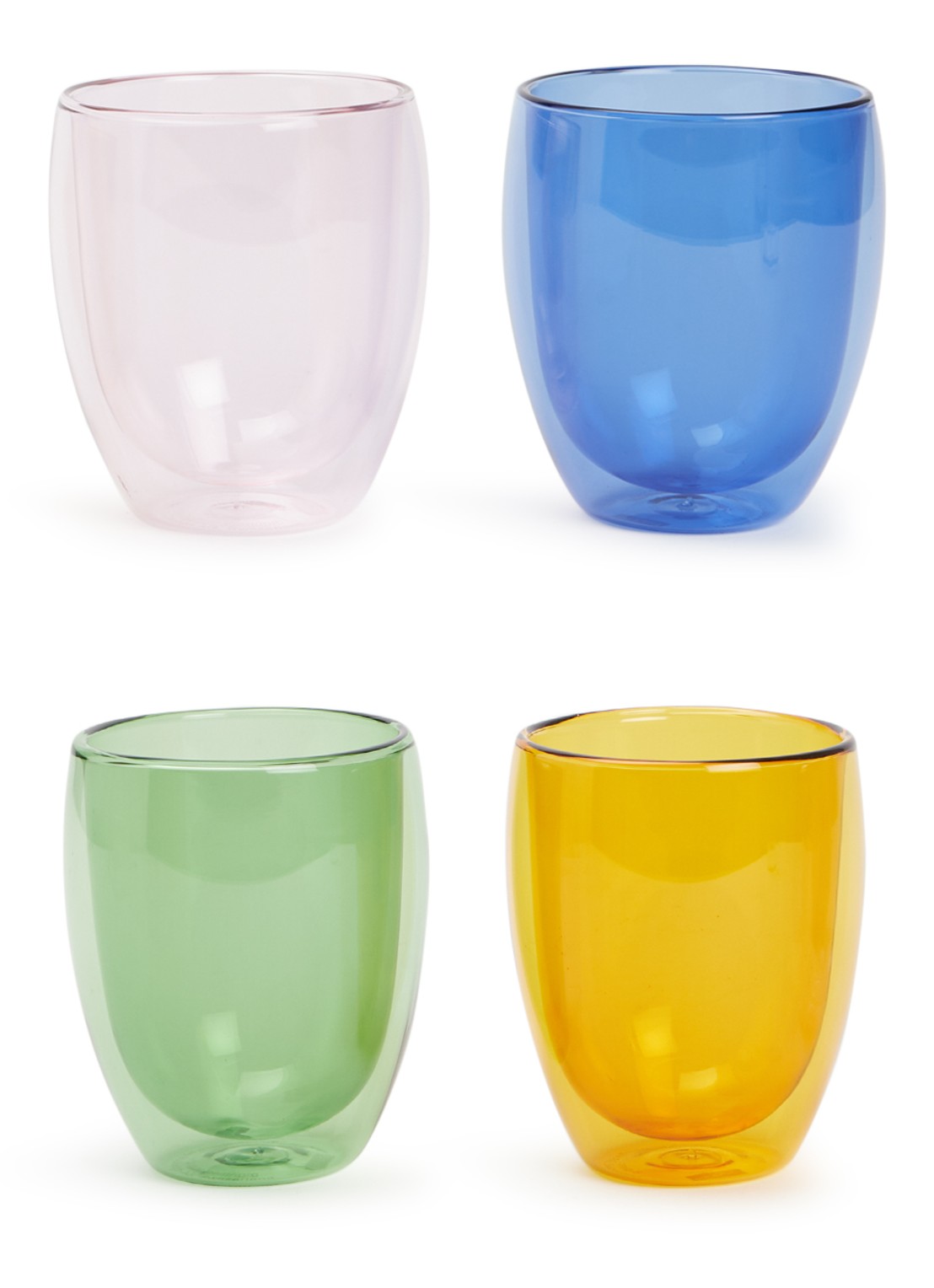 Bodum Pavina dubbelwandig drinkglas 35 cl set van 4 - voorkant blauw