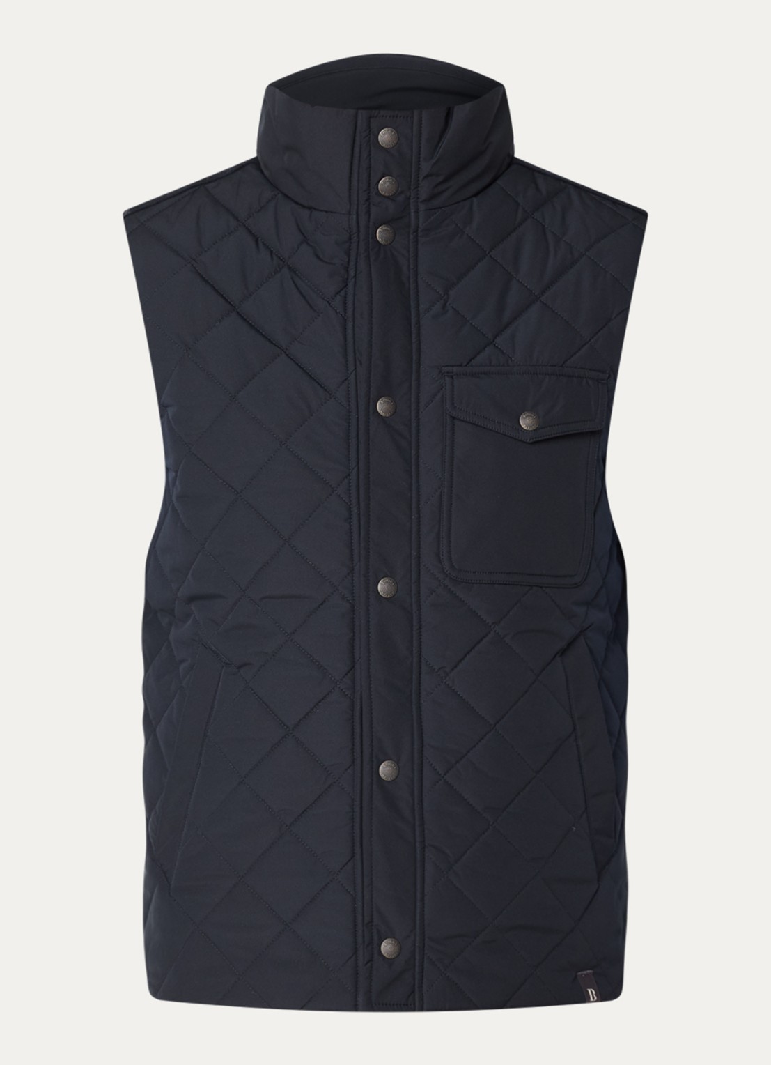 Boggi Milano Bodywarmer in wolblend met quilt patroon - voorkant donkerblauw