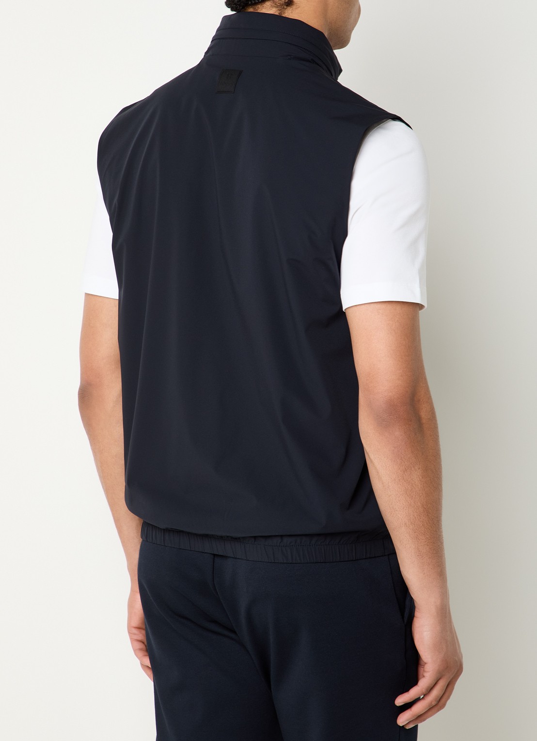 Boggi Milano Bodywarmer met opbergbare capuchon en waterafstotende coating - achterkant 4 donkerblauw